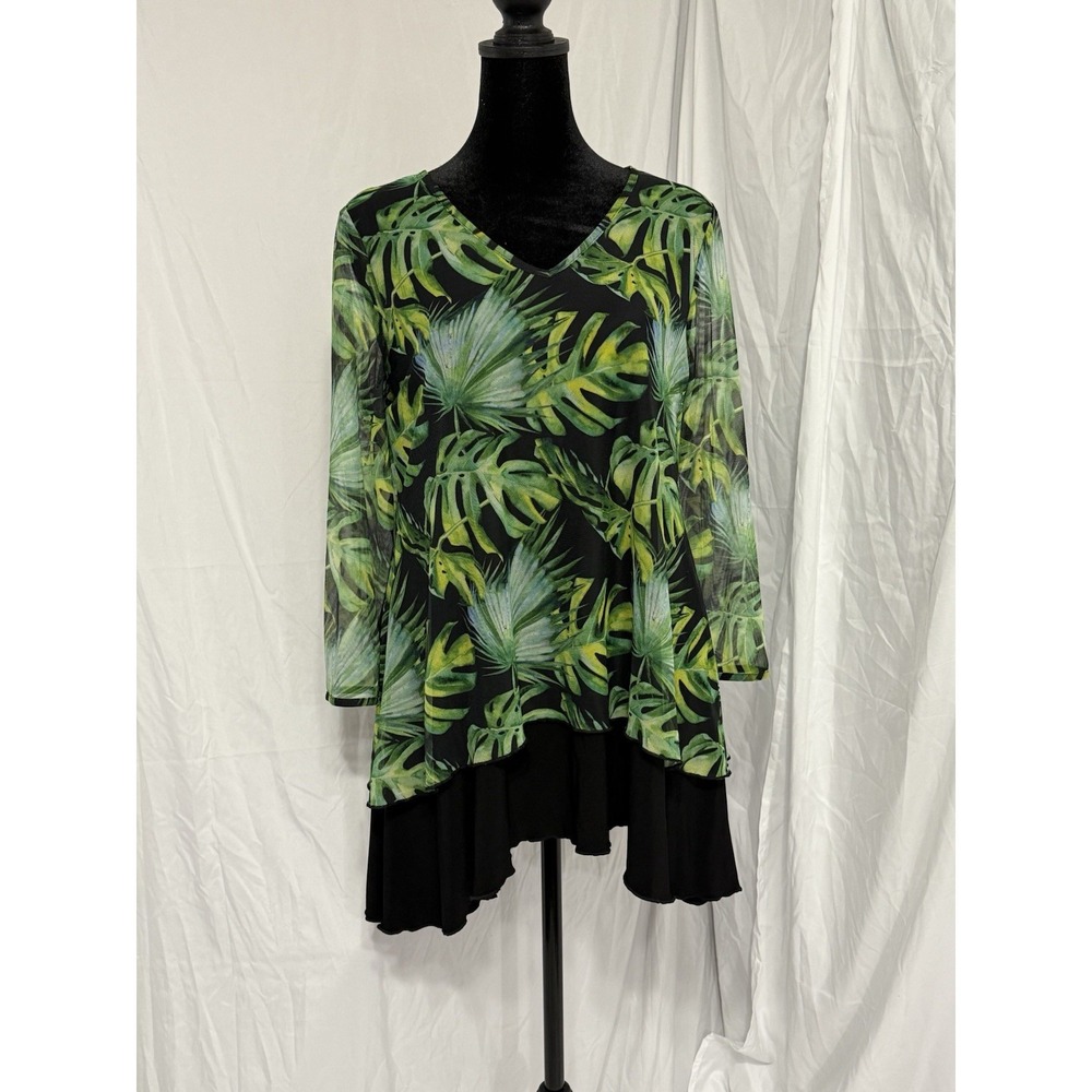 WOMEN'S JOSEPH RIBKOFF | TROPICAL PRINT LONG TUNIC | GREEN MULTI ‎ SIZE 10